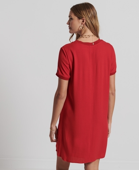 WOVEN WOMEN'S RED T-SHIRT DRESS