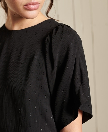 METALLIC WOMEN'S BLACK T-SHIRT DRESS