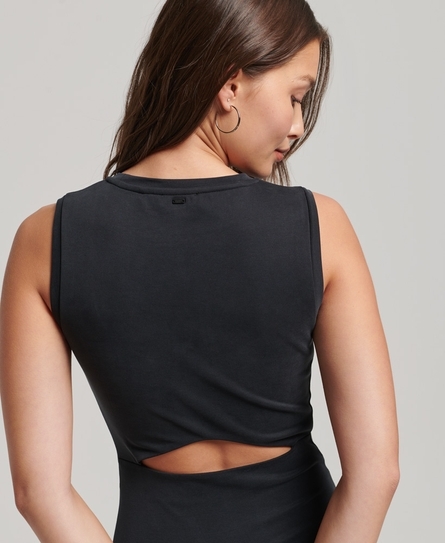 BACK DETAIL JERSEY WOMEN'S BLACK MIDI DRESS