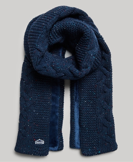 CABLE KNIT WOMEN'S BLUE SCARF